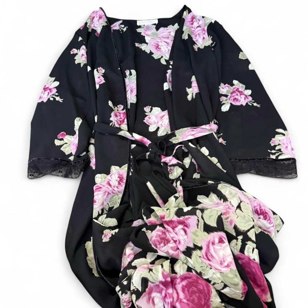 Oscar de la Renta Floral Black Robe